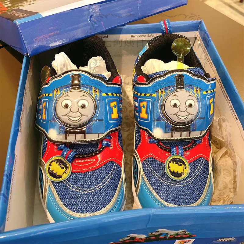 Japan's Thomas train children's shoes flashing light kindergarten does not get stuck spring and autumn casual and comfortable sports shoes