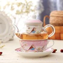 Flower teapot English ceramic glass kettle Fruit teacup dish teacup cup tea set single-person set afternoon tea bubble tea