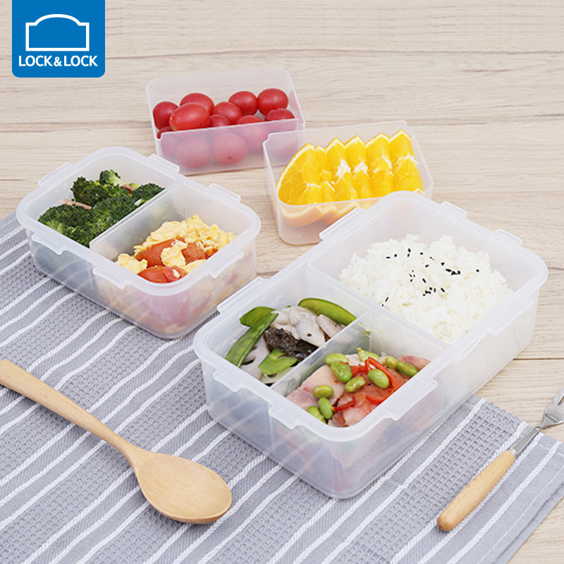 Lock lock lock fresh box Plastic lunch box PP material with partition lunch box Microwave oven refrigerator storage box