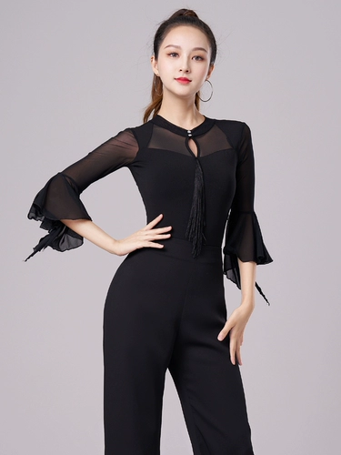 Новый костюм латинского танцевального рукава в брюках рукава, одежда для тела, современные танцевальные выступления, служба конкурса коммуникации.