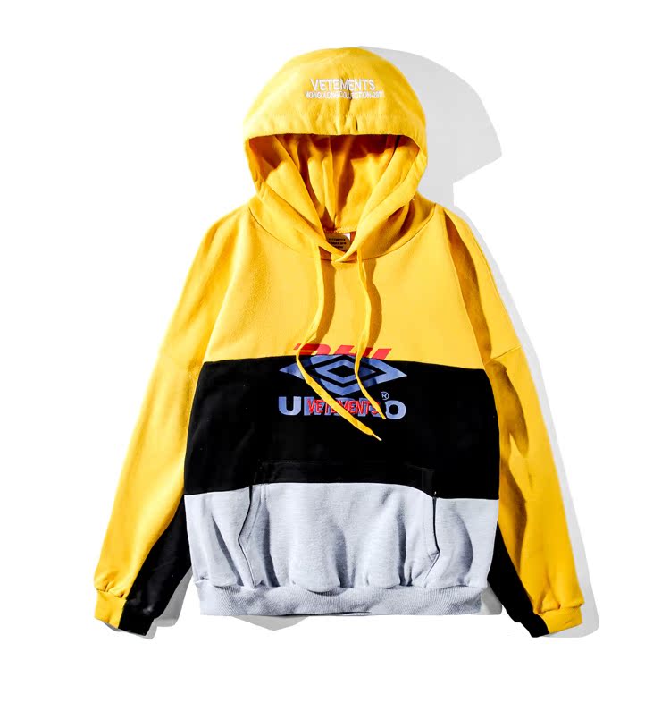 Thủy triều mới thương hiệu ins siêu lửa VT tên doanh DHL màu sắc tương phản khâu áo len nam giới và phụ nữ đội mũ trùm đầu vài áo len lỏng hoang dã áo len nam