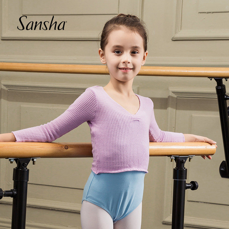 Sansha French Sansha Children's V-neck autumn and winter three-point sleeve warm sweater Ballet knitted top jacket