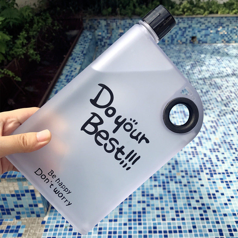 Water bottle Korea student a6 small capacity book style trend a5 flat water glass plastic portable Korean rectangle a4