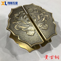 Chinese antique door handle bronze frameless glass door handle hotel club wooden door Lotus carved armrest