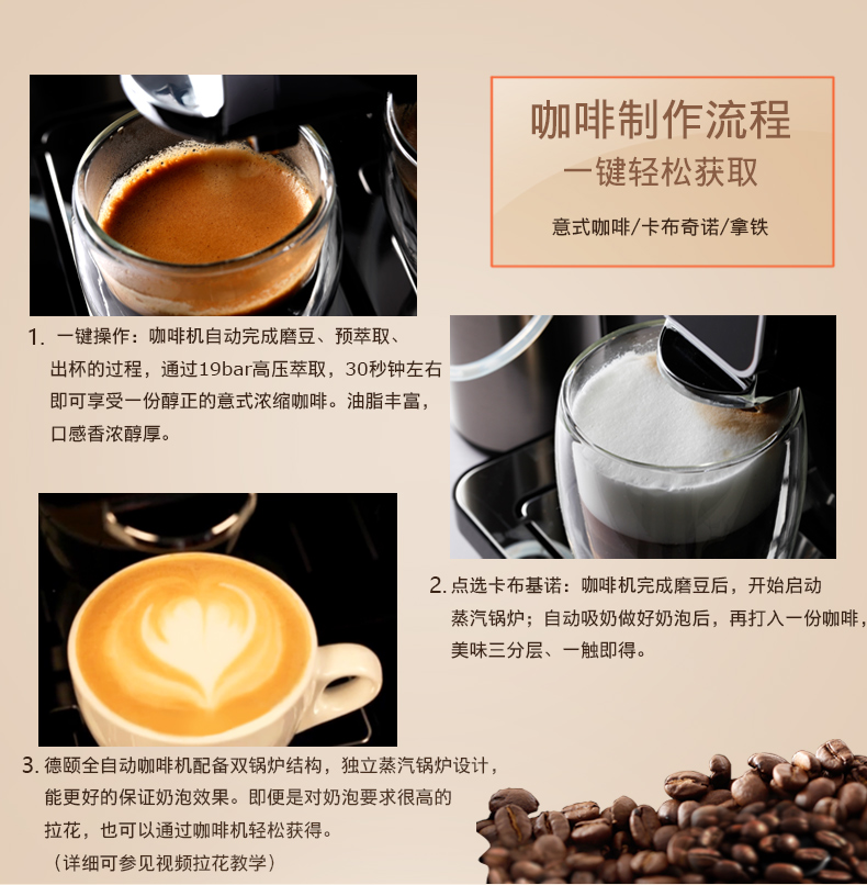 máy xay cà phê công nghiệp 德 DE-180 một nút ưa thích máy pha cà phê espresso tự động cho người tiêu dùng và văn phòng thương mại mới xay 19 pa - Máy pha cà phê thuê máy pha cafe