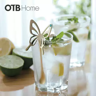 OTB butterfly coffee spoon mixing rod can hang creative cute little spoon dessert spoon Japanese golden mini Net Red