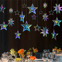 Store opening decoration star flower ceiling hanging decoration mall corridor Christmas activity atmosphere scene layout