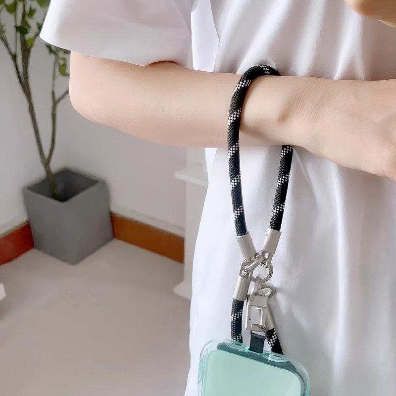 Mobile Phone Lanyard 2-in-1, Can Be Worn as a Crossbody Strap, Metal Double Buckle, Rotating Head, Adjustable Shoulder Strap, Braided Rope, Thickened