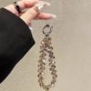 Luxurious and High-End Crystal Handbag Chain Wrist Strap Short Lanyard with Clip Phone Case Keychain Bag Pendant Trendy