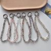 Ice-Clear Pink Crystal DIY Beaded Phone Chain Accessories Ccd Camera Chain High-Value Hand Strap Anti-Lost Universal