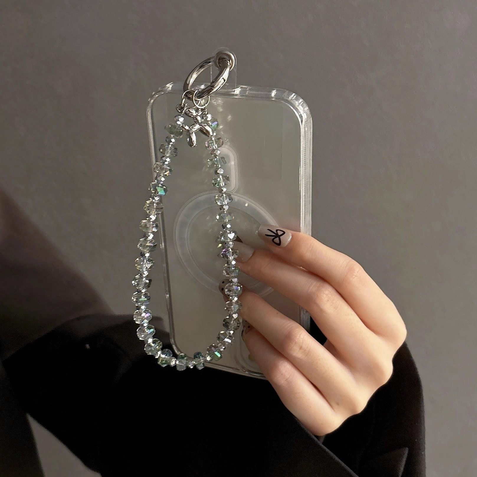 Luxurious and High-End Crystal Handbag Chain Wrist Strap Short Lanyard with Clip Phone Case Keychain Bag Pendant Trendy