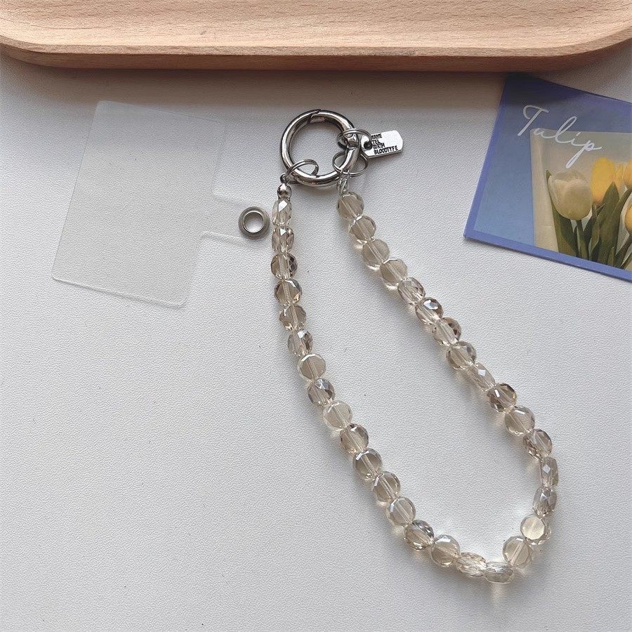 Ice-Clear Pink Crystal DIY Beaded Phone Chain Accessories Ccd Camera Chain High-Value Hand Strap Anti-Lost Universal