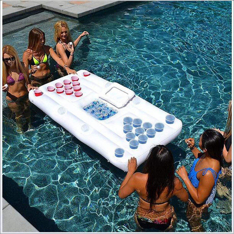 Floating party floating mat float table drink floating cup seat beer ice bucket bar ice bar creative pool inflatable bed