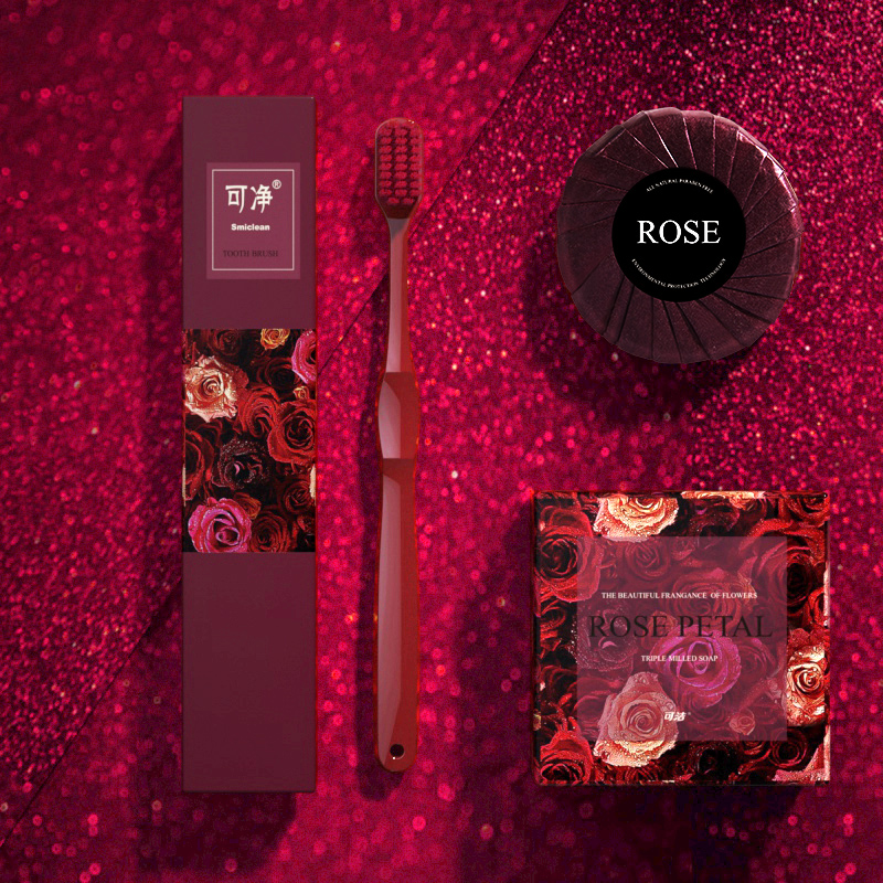 Can Clean Net Red Toothbrush Pair Married Toothbrush Soft Hair-Hard couple accompanied by Rose Essential Oils Soap Finish Soap