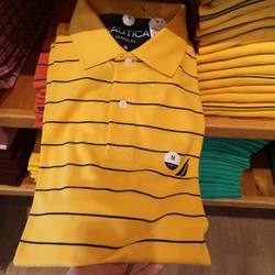 M size Nautica men's summer striped mesh cotton American lapel urban short-sleeved polo shirt T-shirt