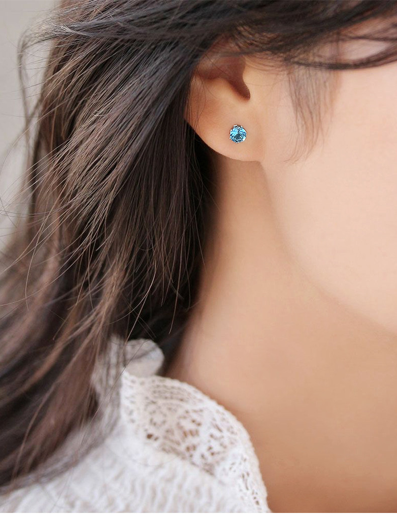耳钉男女彩色锆石免摘耳骨钉超闪12色钻4mm小巧养耳洞耳饰详情2