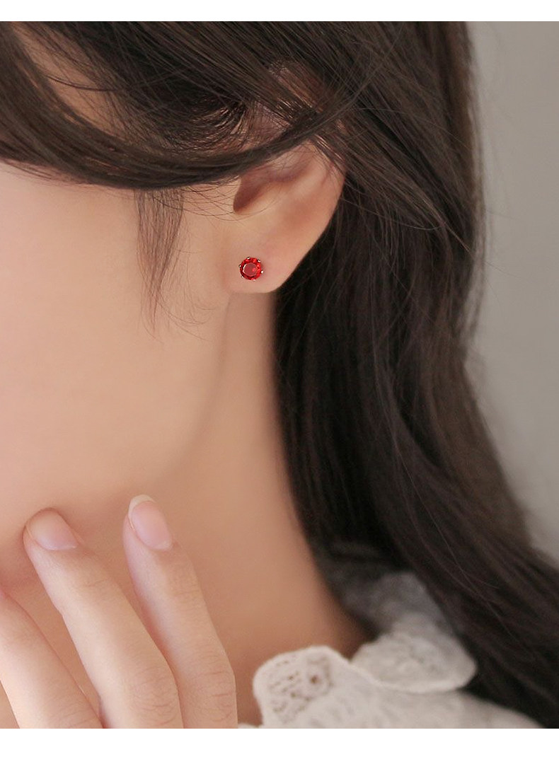 耳钉男女彩色锆石免摘耳骨钉超闪12色钻4mm小巧养耳洞耳饰详情9