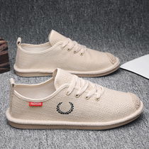 2021 new summer linen canvas shoes men old Beijing cloth shoes trend Joker board shoes breathable deodorant trendy shoes