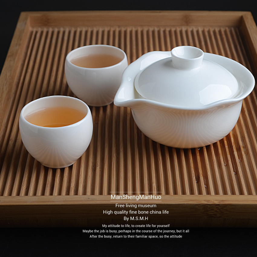 Tangshan bone china cover bowl Tea bowl Tea cup Tea cup Tea cup Tea cup tea cup tea cup pure white simple hand grab cover bowl Household