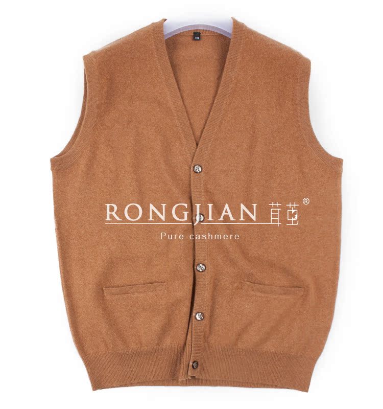 V-cổ cha trung niên lỏng lẻo cashmere đan vest nam áo len giản dị áo len vest nam cao cấp