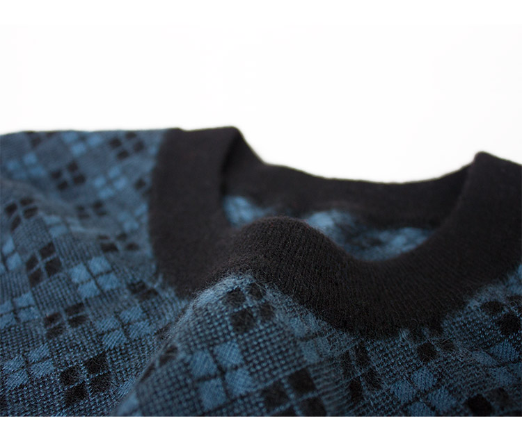 Áo len cashmere của Worsted nam cổ tròn trung niên nam đích thực dày nhỏ lưới nhỏ mùa thu và mùa đông áo len jacquard - Áo len Cashmere áo hoodie cặp