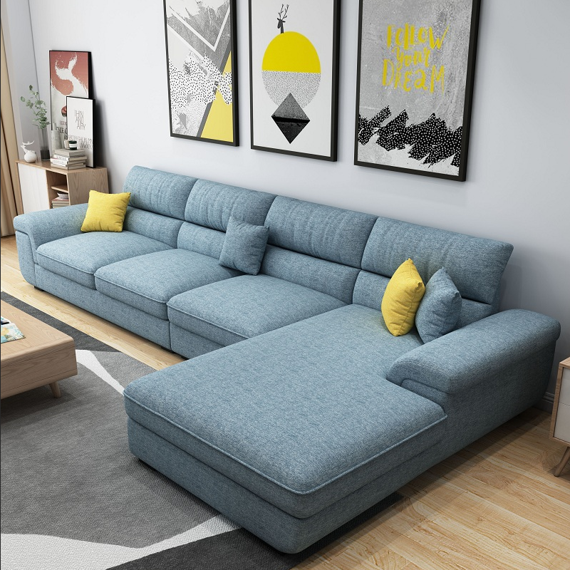 Fabric sofa living room modern minimalist Nordic light luxury small apartment cotton and linen technology cloth latex 3 2 3 5 combination