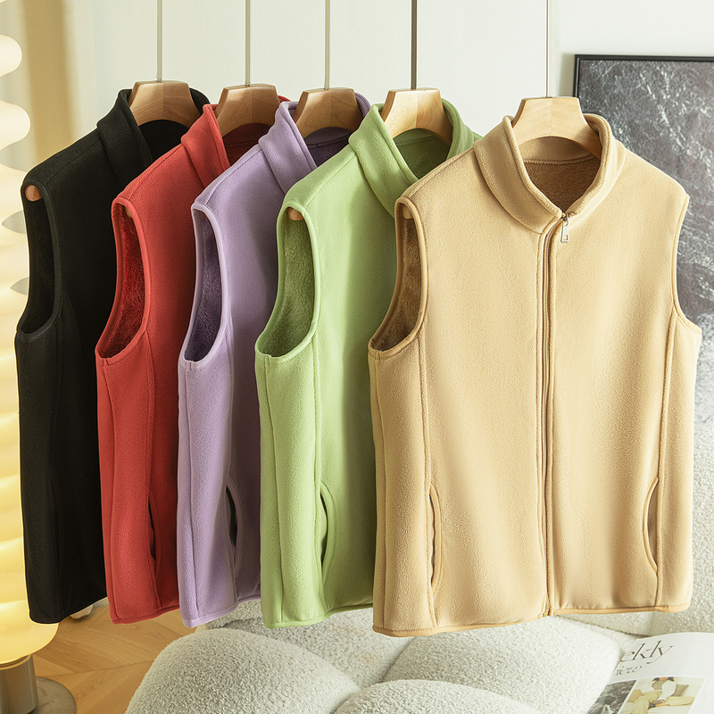 Oriole Fleece Vest for Women, Autumn and Winter, Fleece-Lined, Thickened, Warm, Sleeveless Vest, Fleece Warm Jacket, Mother's Clothing