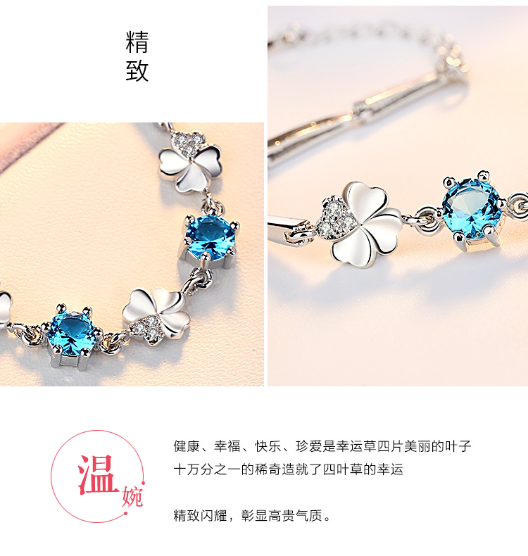 Sterling bạc cỏ ba lá vòng đeo tay nữ Hàn Quốc phiên bản của cá tính đơn giản đồ trang sức sen bộ phận của bạn gái sinh viên hoang dã đồ trang sức món quà sinh nhật