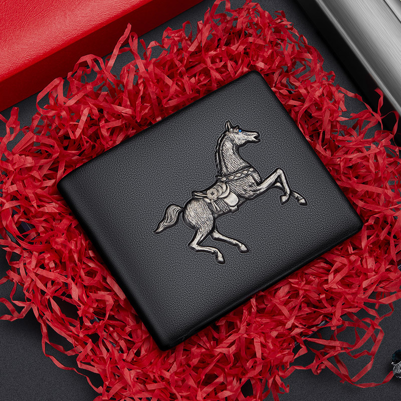Emperor Paul Men's Wallet Genuine Leather Short Style Year of the Horse New Model Light Luxury Card Holder Wallet Multifunctional Gift for Dad