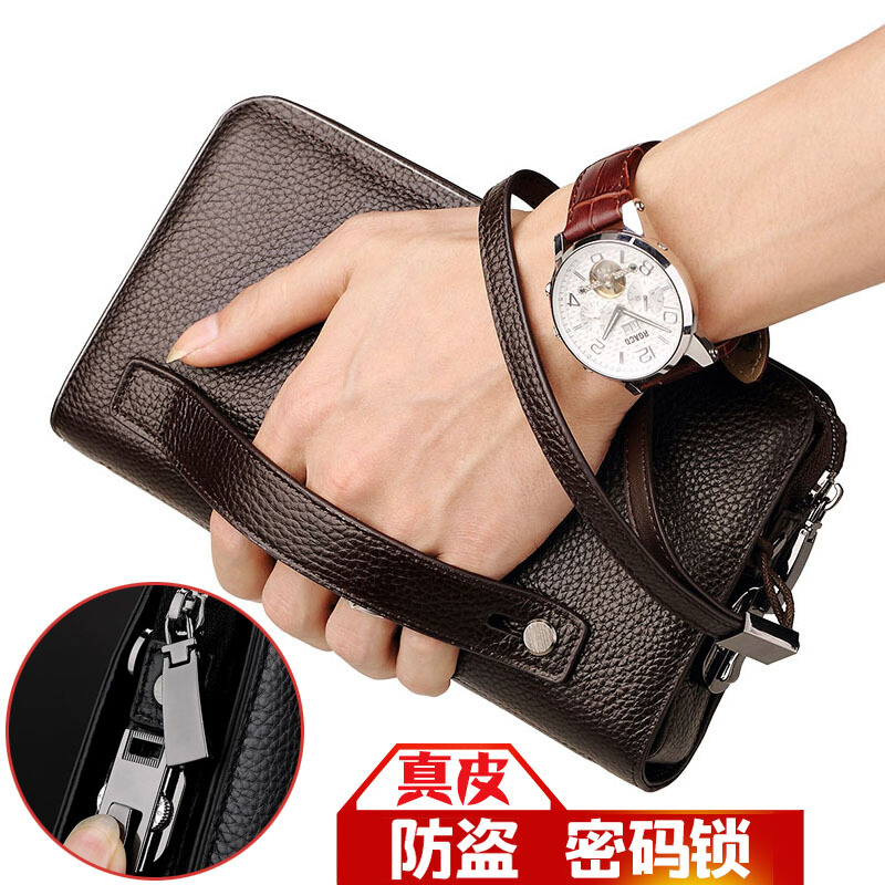 Royal Rafa Laurenma Ball Business Handbags Men's leather Handbags Bull Leather Large Capacity Men's Casual Pull Bracelet Handbags Theft