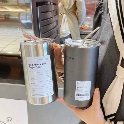 Портативный стакан из нержавеющей стали, термос, трубочка со стаканом