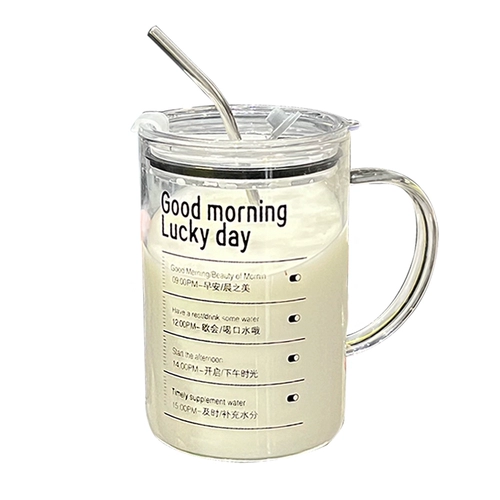 沐韩 Вместительная и большая стеклянная трубочка подходит для мужчин и женщин со стаканом, чайная чашка, 1000 мл