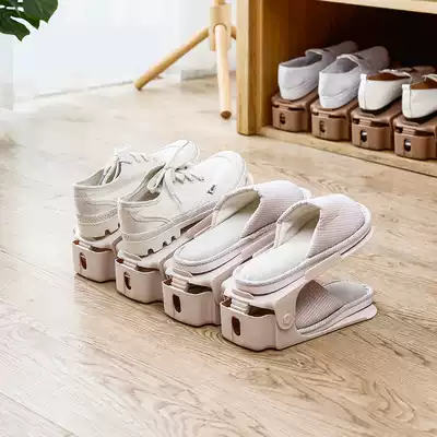 Jiabasi double-layer adjustable shoe rack integrated four-speed three-dimensional simple plastic shoe bracket dormitory storage