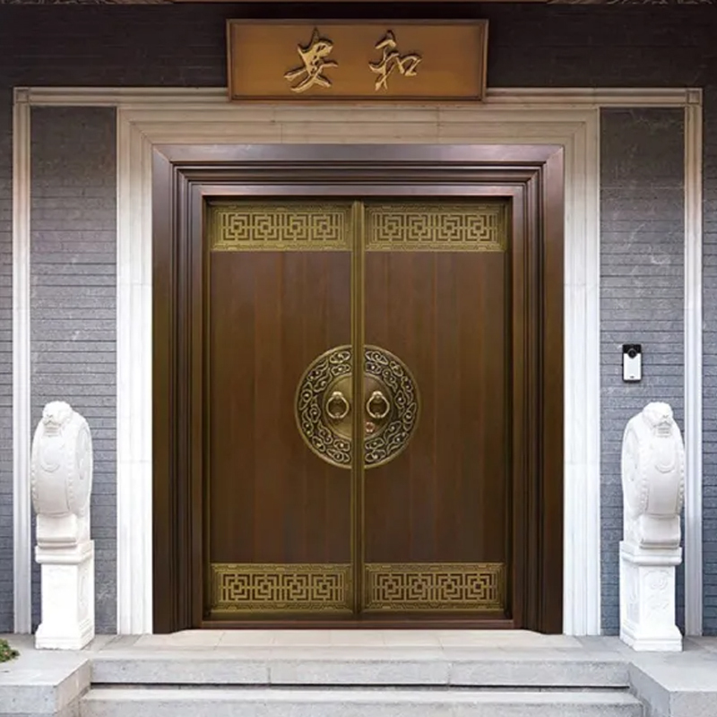 Copper Door Villa Double Door Rural New Chinese Style Self-Built House Door Stainless Steel Copper-Plated Entrance Door Copper Door Villa Double Door Rural New Chinese Style Self-Built House Door Stainless Steel Copper-Plated Entrance Door