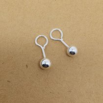 Ear earrings stud sterling silver hypoallergenic plain silver 990 foot silver earrings female round ball simple small men