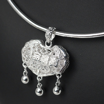 Baishi Silver Cheng Foot Silver Long Life Lock Pendant Pingan Lock 999 Sterling Silver Collar Solid Opening Simple Adult