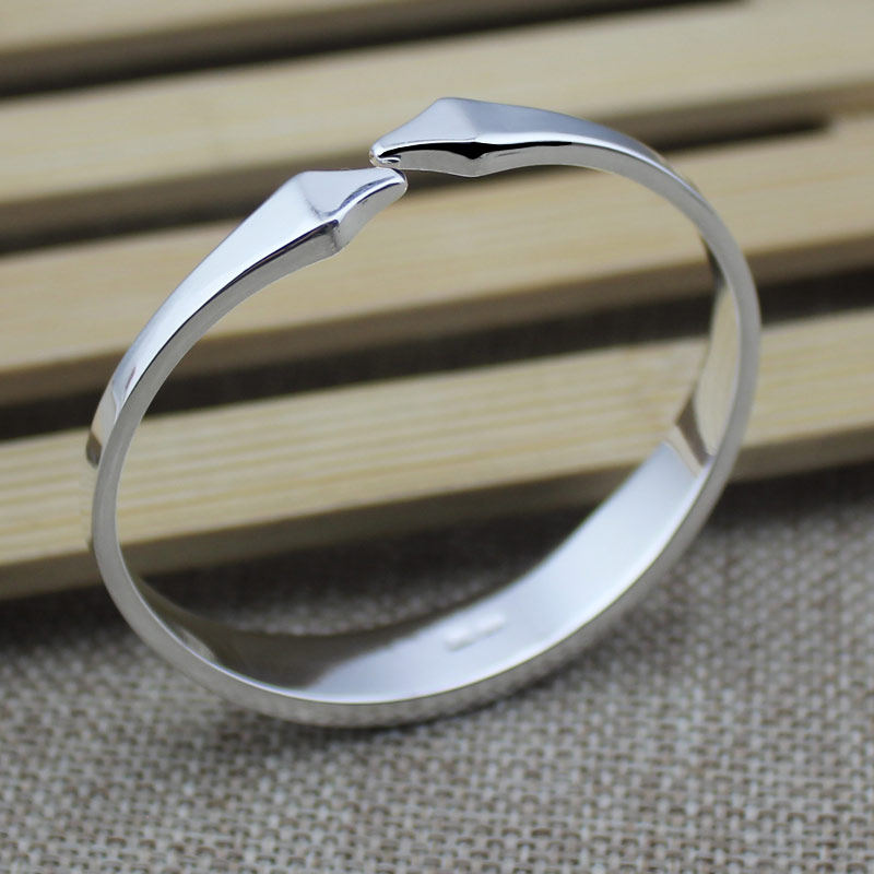 Personality simple silver bracelet 999 sterling silver female Japanese and Korean open silver bracelet to send girlfriend wife birthday gift