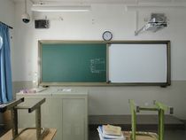 School large black and white green board projection board enamel board left and right push-pull board with all-in-one writing board