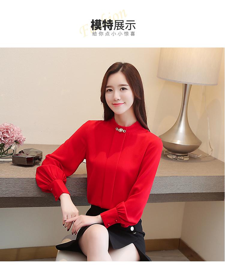 Áo phông mùa thu 2018 size rộng cho nữ rộng rãi Áo sơ mi cổ bẻ sơ mi cổ áo sơ mi nữ tay dài hoang dã áo sweater nữ