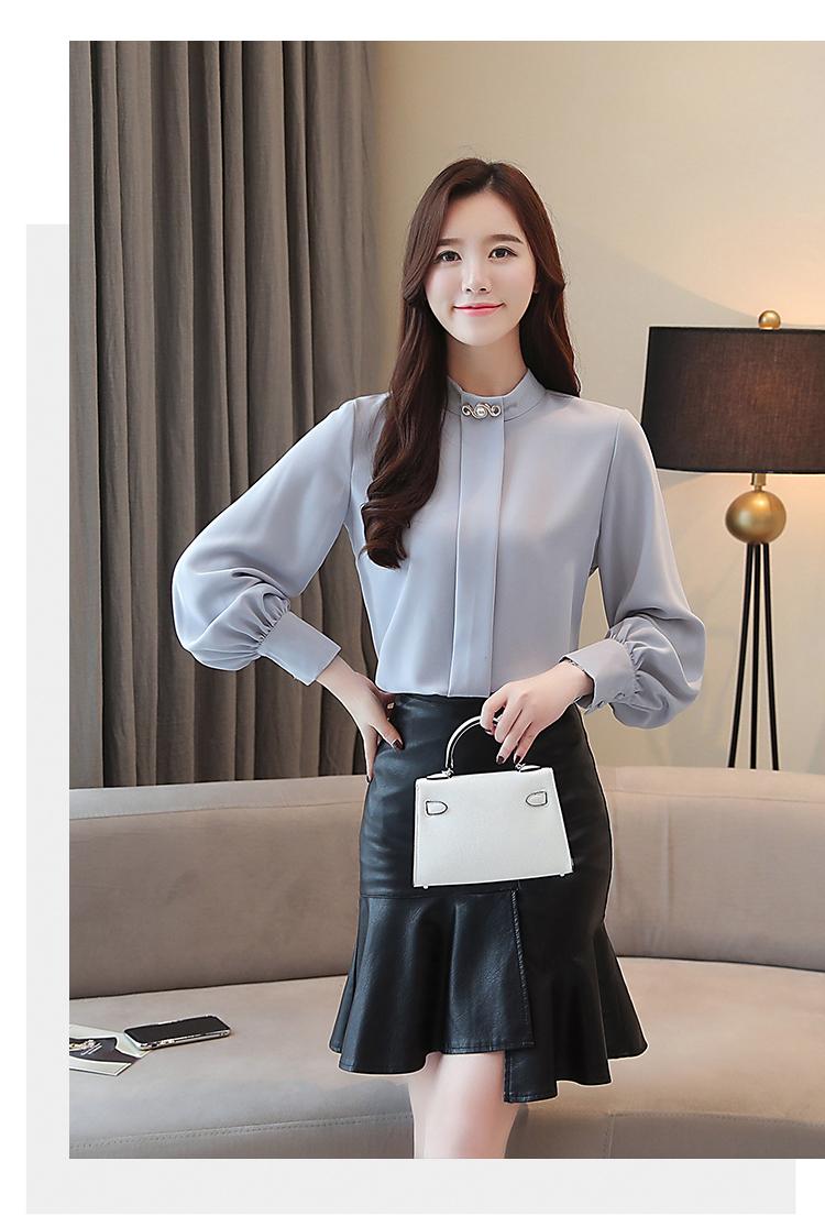 Áo phông mùa thu 2018 size rộng cho nữ rộng rãi Áo sơ mi cổ bẻ sơ mi cổ áo sơ mi nữ tay dài hoang dã áo sweater nữ
