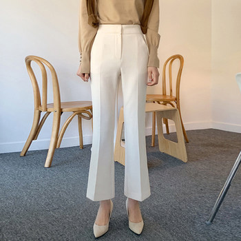 Chic flared pants women's high-waisted thin and small nine-point casual pants drape loose micro-bell-bottomed pants white suit pants