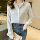 Black chiffon shirt women's autumn clothing 2023 new design sense niche temperament acetate satin chic shirt