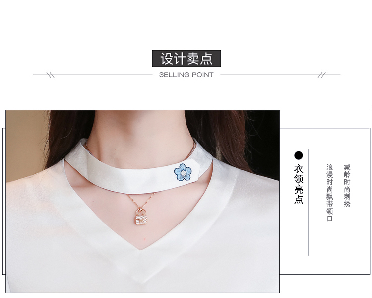 芈 陌 2018 mùa thu mới của Hàn Quốc phụ nữ ren khâu lưới thêu đèn lồng tay áo dài tay áo voan áo sơ mi đáy áo áo kiểu nữ công sở