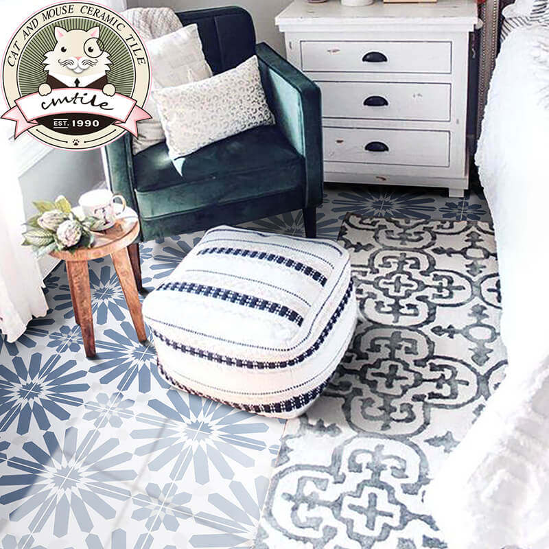 Nordic blue tile ins net red bedroom kitchen fresh wall tile bathroom flower piece balcony floor tile tile