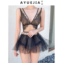 Swimsuit womens 2021 new exploits Ins lace pure desire wind conjoined sexy cover with slim foam spa swimsuit