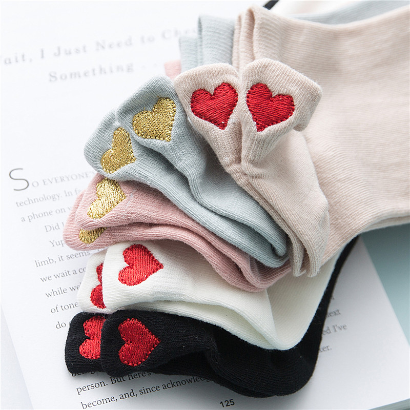 Love socks women's socks shallow mouth summer thin cotton Korean cute Japanese low-top women's socks ins tide summer