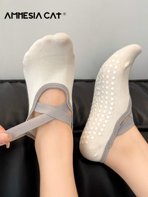 Pilates socks for women in summer thin pure cotton boat socks silicone non-slip and sports indoor yoga floor socks