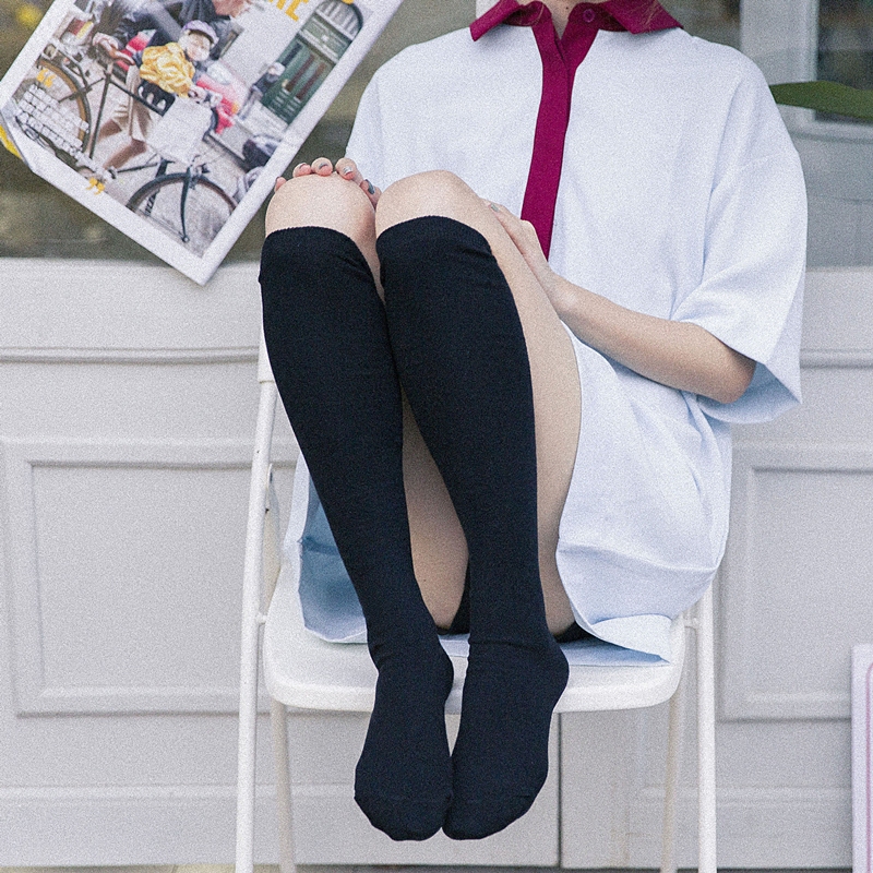 Japanese calf socks for girls Long high tube knee socks jk socks medium tube socks for women white black student stockings