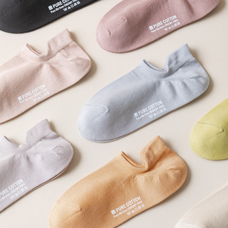 Invisible Socks Female Summer Slim pure cotton invisible socks non-slip anti-heel Sport Sox children Short Sox Shallow Mouth Lady Summer