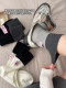 Korean style cloth label socks for women spring and autumn pure cotton mid-calf socks ins trendy color matching pile socks autumn and winter with moral training shoes and stockings